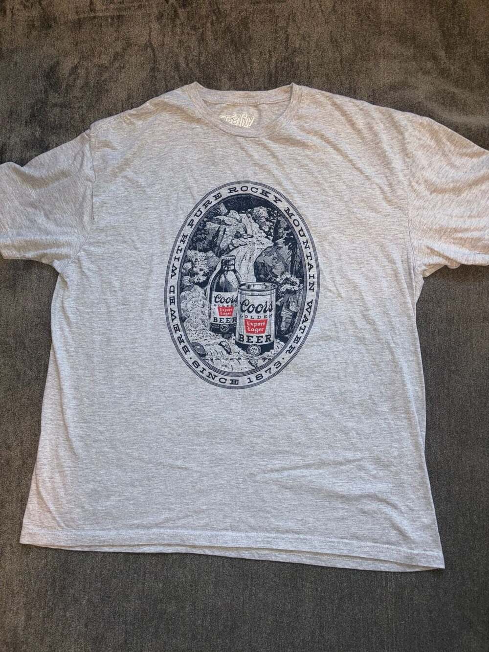 Tee Luv Coors Beer Graphic T-Shirt Size XL Gray